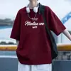 Ropa Estampada de Manga Corta Marca Americana de Moda Mangas Guapo Verano Masculino Casual 2025 Holgada Camiseta de Cinco Puntos Nuevo Estilo