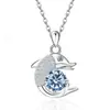 Comercio Exterior Transfronterizo Plata de Ley S925 Amazon Nuevo Modelo Delfín de Piedra Natal Doce Completo de Diamante Colgante Collar Simple Versátil
