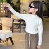 Nuevo Suéter Básico de Otoño e Invierno 2025 para Niñas, Moda de Punto con Cuello Semi Alto y Cuello Medio para Niños Pequeños y Mayores