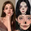 Pegatina de Cara de Araña de Halloween Pegatina de Tatuaje Araña Negra Murciélago Niños Adulto Desechable Pegatina de Tatuaje de Miedo
