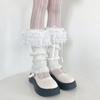 Calcetines de lana para piernas de otoño e invierno para niños y2k chicas calientes encaje multicapa cinta de encaje lazo calcetines apilados Calcetines