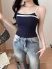 Nuevo Camisola de Estilo Coreano con Bloques de Color y Espalda Hermosa para Mujer con Copas, Adelgazante y Moldeador Top de Verano sin Mangas para Llevar Debajo