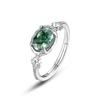 Nuevo anillo transfronterizo de musgo verde de plata S925 para mujer, anillo de dedo con apertura de ágata y hierba de agua, joyería ligera de lujo de estilo europeo y americano.