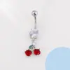 Anillos de Ombligo de Acero Inoxidable Coloridos Transfronterizos Europeos y Americanos, Serie Completa de Diamantes de Alta Gama, Varios Accesorios para Piercing de Ombligo Serie Fruta Cereza