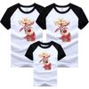 Coreano Cross-border Verão Natal Cachecol Veado Fino Algodão Família Roupas Roupas Infantis Manga Curta Cor-combinando Ombro T-shirt para Quatro