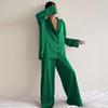 2026 Otoño e Invierno Europeo y Americano Satinado Cómodo de Manga Larga Pantalón Largo Conjunto de Pijama para Mujer Ropa de Casa Transfronteriza para Mujer Se Puede Usar Afuera