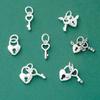 Plata de Ley S925 Plata Lisa Candado con Llave Colgante Accesorios Cuerda de Cuentas DIY Pulsera de Pareja Colgante Paquete de Materiales para Joyería