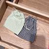 518355 Pantalones de Estilo Japonés Sencillos de Cuadros Pequeños con Cordón y Bolsillo con Solapa Bolsa de Almacenamiento con Cordón Estilo Bosque Bolsa de Artículos de Tocador Fresca Almacenamiento Exterior