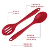 Colher de silicone tudo-em-um transfronteiriça, colher de cozinha de silicone de grau alimentício, colher coadeira de cozinha, colher para misturar salada