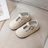 Sapatilhas Femininas da Moda 2026 Outono Estilo Coreano Versátil Fofo Sapatos de Desenho Animado para Bebê Sapatilhas de Velcro de Couro para Meninas