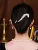 Clip de pinza de una palabra de taladro de diamante de circón negro de metal de alta gama, clip de torsión en forma de 8, pasador para recogido en la parte posterior de la cabeza, accesorio para el cabello de temperamento
