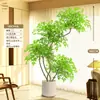 Planta Artificial Verde Nandina Bambu Planta Falsa High-End Luxo Leve Árvore Decorativa para Sala de Estar Ornamentação de Chão Interna Grande em Vaso