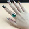 Anillo Cuadrado Octagonal de Resina de Moda Transfronterizo Personalizado Mezcla Multicolor Combinable Brillante Exquisito Anillo Pequeño