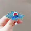 Grampo de cabelo de flor de peônia clássica de temperamento de alta qualidade joia antiga clipe lateral clipe para franja lateral joia de adorno de cabeça de flor estilo nacional