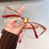 2026 Novos Óculos Planos Femininos com Formato Cat-Eye, Armações de Metal da Moda Levemente Luxuosas, Óculos Rosa Retrô Tendência Atacado