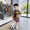 Conjunto de Camiseta de Manga Curta para Meninos 2026 Nova Moda Roupas de Verão para Bebês Meninos Roupas de Verão Coreanas para Crianças 3