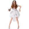 Vestido Corto de Novia Fantasma para Halloween con Velo Disfraz de Novia Zombie Cosplay Fiesta Performance Disfraz Suministro Transfronterizo