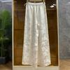 Pantalones de terciopelo estilo nacional chino para mujer, primavera y verano 2024, suaves, encerados, sueltos, estrechos, rectos, de pierna ancha, informales.