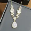 Collar Popular Transfronterizo de Zirconia Gota de Agua, Joyería de Lujo Ligero de Nicho Completamente Incrustada en Diamantes para Mujer, Accesorios de Joyería de Diseño de Alta Gama