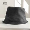 Sombrero de pescador de terciopelo de gamuza de color sólido todo partido para Otoño e Invierno sombrero de cubo pequeño de moda para mujer cálido a prueba de viento para la cara en stock
