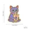 Broche de metal de gato de desenho animado, distintivo fofo em forma de animal de liga, acessório de joia criativo para comércio exterior transfronteiriço