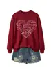 Sudadera con cuello redondo y mangas largas para mujer, de estilo moderno y elegante, con estampado de corazón de función matemática, para otoño e invierno, exportación, tienda independiente Amazon eBay