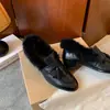 Primeira Camada Couro de Cordeiro + Borla de Pelo de Coelho Mocassins Femininos Sapatos Pequenos de Couro de Coelho Outono Inverno Novo Bico Redondo Salto Médio Bloco Mocassins de Corte Profundo