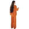 Suéter de Punto Naranja Uso Suave Otoño e Invierno Suave Ceroso Relajación Perezosa Traje de Moda Casual Pequeño Pantalones