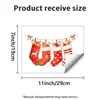 Lanyard de Calcetín Navideño Estilo Acuarela Pegatina para Tanque de Inodoro Tapa de Inodoro de Baño Pegatina Decorativa de Atmósfera Festiva