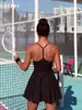 Falda Pantalón de Tenis Sexy de una Pieza sin Espalda para Mujer con Forro Antiexposición, Falda Corta Deportiva de Yoga Fitness