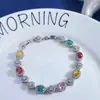 Pulsera de Diamantes Ovalados con Encaje de Cuatro Hojas Hueco Brillante, Moda Coreana, Exquisita, Sin Etiqueta