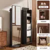 Estantería Giratoria Móvil con Espejo de Vestir Integrado, Espejo de Cuerpo Entero, Espejo de Pie, Espejo para Almacenamiento y Exhibición de Periódicos en Casa, Espejo de Prueba