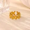 Anillo Cruzado de Acero Inoxidable Chapado en Oro de 18 Quilates, Estilo Nuevo Europeo y Americano, para Mujer, Versátil para el Uso Diario, Joyería de Anillo Abierto Simple y a la Moda