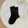 Meias Novas de Outono e Inverno Estilo Fair Isle Meia-Panturrilha para Mulheres, Meias de Algodão com Laço Branco Coração Renda, Estilo Coreano com Sapatos e Meias Birkenstock