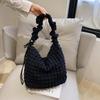 Nueva bolsa de trabajo para primavera y verano, textura gofrada, bolso de hombro grande para mujer, color liso, bolso plisado para chica