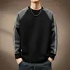 Sudadera de manga larga de alta gama con bloques de color estilo americano de marca moderna para hombre, nueva para primavera y otoño, camisa básica suelta casual con cuello redondo