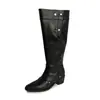 Botas de Cavaleiro com Botão para Panturrilha Larga Ajustáveis 40+ Outono/Inverno 2026 Bico Fino Salto Médio Grosso Rebite Cano Alto Soltas Longas Botas Femininas