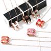 Colar com Pingente H de Luxo Leve para Mulheres Celebridade da Internet Aço Titânio Oval Gotejamento de Óleo Ouro Rosa Corrente para Clavícula Corrente Simples para Clavícula