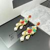 Brincos vintage antigos de meados do século, brincos coloridos de cristal de diamante, gota d'água, pérolas, estilo antigo feminino, brincos de borla retrô, moda
