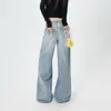 Jeans Juvenil Laranja # Lavado moderno relaxado de perna larga para mulheres, solto, emagrecedor, com caimento, casual, calça reta versátil