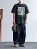 Pantalones Casuales de Pierna Ancha de Color Sólido Simple Tipo Cimitarra para Hombre, Marca de Moda Callejera Americana, Pantalones Largos Rectos Sueltos Perezosos y Relajados