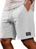 2026 Amazon Nuevos Pantalones Cortos Bermuda Casuales de Color Sólido Ajuste Holgado para Hombre de Algodón y Lino con Cordón Pantalones Cortos de Playa