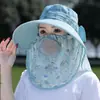 Sombrero de Ala Ancha, Sombrero de Sol de Verano, Sombrero Chal con Protección Facial UV para Mujer, Sombrero de Trabajo para Ciclismo al Aire Libre, Sombrero para Recoger Té