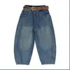 Estilo Novo Outono e Inverno Jeans para Meninas Médias e Grandes Roupas Infantis Crianças Meninas Jeans Banana Solto Plus Velvet Emagrecedor