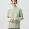 Suéter de Tricô Fio Fancy GNC 25% Seda de Amora 75% Caxemira Feminino Gola Alta Meia-calça Manga Raglan Camada Base Grossa