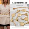 Cadena de Cintura Retro con Patrón de Concha Metálica Europea y Americana para Mujer, Cinturón Decorativo Versátil para Vestido y Traje para Mujer