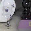 Anillo de Herradura Cruzada de Uva Transparente Hélice de Oreja Púrpura Estrella Explosiva Clavo de Oreja Pendientes Exquisitos Versátiles