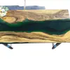 Mesa Moderna Simples de Resina Epóxi Grande Mesa de Jantar de Madeira Maciça Mesa de Chá para Restaurante de Hóspedes Mesa de Centro de Resina Madeira Maciça Mesa de Rio