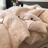 Juego de cuatro piezas de algodón puro cepillado grueso y cálido para otoño e invierno, totalmente de algodón, seguro para bebés, floral, ropa de cama amigable con la piel, funda de edredón, juego de ropa de cama