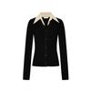 Suéter Cardigan de Malha com Gola Lapela de Botão Único para Mulheres 25 Outono Novo Slim Slim Jaqueta Top de Manga Longa